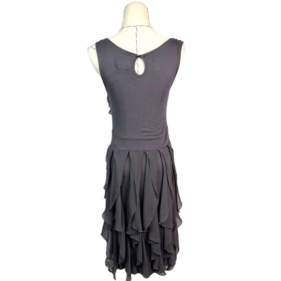 Anthropologie Ric Rac Dress Womens Size XS Rising‎ Vapors Grey Ruffle Keyhole - Picture 2 of 10